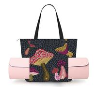 CHANGLEI Mushroom Women'S Yoga Mat Bag With All-Over Print,Lightweight Polyester Shoulder Gym Bag,Front Open Pocket For Yoga Mat, Towel