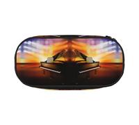 CHANGLEI Musical Theatre Double-Zip Pencil Case with 4 Pen Slots Mesh Pocket,Print Lightweight Durable Polyester Pencil Pouch for School,Office,Or Makeup Organizer