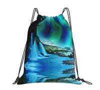 CHANGLEI Natural Wonders Large Casual Drawstring Backpack With Print,Water-Resistant Polyester,Lightweight Durable,Black Contrast Back For Gym,Yoga,Travel