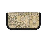 CHANGLEI Nature Flowers Large Capacity Canvas Pencil Case 19x9x5 Cm,Double Zipper Inner Mesh Pocket Pen Bag,Multi-Purpose Storage Bag