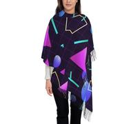 CHANGLEI Neon Party Geometric Scarf For Women Men, Print Soft Warm Polyester Winter Shawls And Wraps Scarf With Tassel