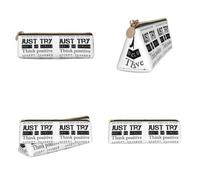CHANGLEI Never Give Up Printed Triangular Pencil Case,Cross Texture Pu Leather Cosmetic Pouch, Large Capacity Pen Bag with Zipper