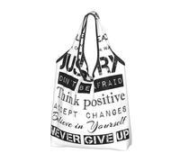 CHANGLEI Never Give Up Reusable Foldable Shopping Bag With All-Over Print-Waterproof Grocery Tote,Compact Carry Pouch,Holds 50lbs,Eco-Friendly Machine Washable
