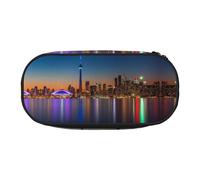 CHANGLEI Night Canada Double-Zip Pencil Case with 4 Pen Slots Mesh Pocket,Print Lightweight Durable Polyester Pencil Pouch for School,Office,Or Makeup Organizer