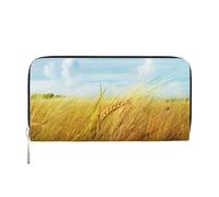 CHANGLEI Paddy Rice Field Long Zip Around Pu Leather Clutch Wallet for Women,Multi-Functional Purse with Coin Pocket, Multiple Card Slots and Organizer Compartments