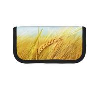 CHANGLEI Paddy Rice Field Sturdy Canvas Pencil Case with Full-Print Design,Double Zip Closure, Black Border Contrasting Design Multi-Use Organizer