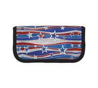 CHANGLEI Patriotic Stars Strips Independence Day Sturdy Canvas Pencil Case with Full-Print Design,Double Zip Closure, Black Border Contrasting Design Multi-Use Organizer