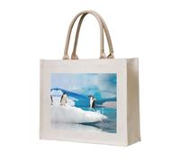 CHANGLEI Penguin Eco-Friendly Heavy Duty Canvas Tote Bag,Large Reusable Shopping Bag With Double-Sided Print,Durable Comfortable Carry Handles