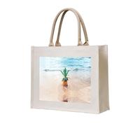 CHANGLEI Pineapple By The Sea Eco-Friendly Heavy Duty Canvas Tote Bag,Large Reusable Shopping Bag With Double-Sided Print,Durable Comfortable Carry Handles