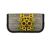 CHANGLEI Plants Theme Sunflower Large Canvas Pencil Case for Girls Boys,Printed Personalised Lightweight Pencil Stationery Case