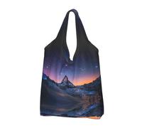 CHANGLEI Plateau At Night Reusable Foldable Shopping Bag With All-Over Print-Waterproof Grocery Tote,Compact Carry Pouch,Holds 50lbs,Eco-Friendly Machine Washable