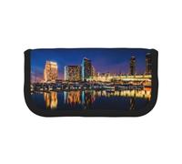 CHANGLEI Portland At Night Large Capacity Canvas Pencil Case 19x9x5 Cm,Double Zipper Inner Mesh Pocket Pen Bag,Multi-Purpose Storage Bag