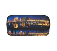 CHANGLEI Portland At Night Large Capacity Pencil Case, Oxford-Cloth Sturdy Stationery Pouch with Removable Divider Mesh Pocket,Multi-Compartment Waterproof Pen Bag