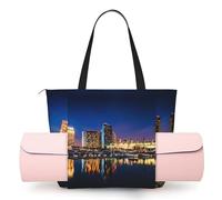 CHANGLEI Portland At Night Women'S Yoga Mat Bag With All-Over Print,Lightweight Polyester Shoulder Gym Bag,Front Open Pocket For Yoga Mat, Towel