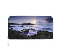 CHANGLEI Puerto Rico Beach Long Zip Around Pu Leather Clutch Wallet for Women,Multi-Functional Purse with Coin Pocket, Multiple Card Slots and Organizer Compartments