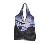 CHANGLEI Puerto Rico Beach Reusable Foldable Shopping Bag With All-Over Print-Waterproof Grocery Tote,Compact Carry Pouch,Holds 50lbs,Eco-Friendly Machine Washable