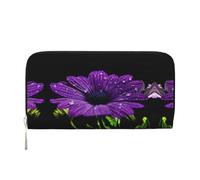 CHANGLEI Purple Flower Long Zip Around Pu Leather Clutch Wallet for Women,Multi-Functional Purse with Coin Pocket, Multiple Card Slots and Organizer Compartments