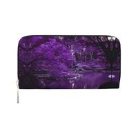 CHANGLEI Purple World Long Zip Around Pu Leather Clutch Wallet for Women,Multi-Functional Purse with Coin Pocket, Multiple Card Slots and Organizer Compartments