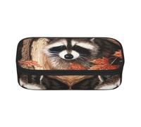 CHANGLEI Raccoon in The Fall Tree Hole Large Capacity Pencil Case, Oxford-Cloth Sturdy Stationery Pouch with Removable Divider Mesh Pocket,Multi-Compartment Waterproof Pen Bag