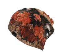 CHANGLEI Raccoon in The Fall Tree Hole Unisex Multifunctional Beanie Hat Or Scarf-Double-Layer All-Over Print, Soft Breathable,for Everyday, Sports, and Travel Black
