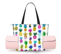 CHANGLEI Rainbow Pineapple Women'S Yoga Mat Bag With All-Over Print,Lightweight Polyester Shoulder Gym Bag,Front Open Pocket For Yoga Mat, Towel