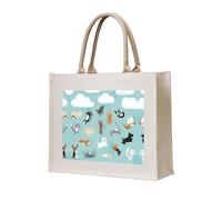 CHANGLEI Raining Cats & Dogs Eco-Friendly Heavy Duty Canvas Tote Bag,Large Reusable Shopping Bag With Double-Sided Print,Durable Comfortable Carry Handles
