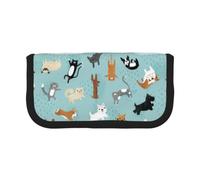 CHANGLEI Raining Cats & Dogs Large Capacity Canvas Pencil Case 19x9x5 Cm,Double Zipper Inner Mesh Pocket Pen Bag,Multi-Purpose Storage Bag