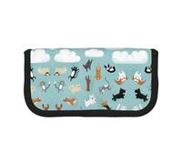 CHANGLEI Raining Cats & Dogs Sturdy Canvas Pencil Case with Full-Print Design,Double Zip Closure, Black Border Contrasting Design Multi-Use Organizer