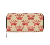 CHANGLEI Red Crown Long Zip Around Pu Leather Clutch Wallet for Women,Multi-Functional Purse with Coin Pocket, Multiple Card Slots and Organizer Compartments