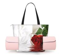 CHANGLEI Red Rose Women'S Yoga Mat Bag With All-Over Print,Lightweight Polyester Shoulder Gym Bag,Front Open Pocket For Yoga Mat, Towel
