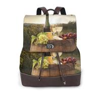CHANGLEI Red Wine Women'S Genuine Leather Backpack,Full-Pattern Print,Fashion Casual Daypack For School Travel Work