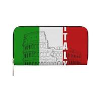 CHANGLEI Roman Colosseum Italian Flag Long Zip Around Pu Leather Clutch Wallet for Women,Multi-Functional Purse with Coin Pocket, Multiple Card Slots and Organizer Compartments
