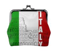 CHANGLEI Roman Colosseum Italian Flag Women's Bifold Kiss Lock Coin Purse-Double-Sided Printed Leather Small Wallet for Cards,Cash,Coins-Secure Clasp Closure for Women Or Girls