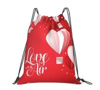 CHANGLEI Romantic Heart Balloon Large Casual Drawstring Backpack With Print,Water-Resistant Polyester,Lightweight Durable,Black Contrast Back For Gym,Yoga,Travel