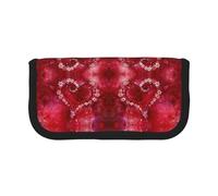 CHANGLEI Romantic Heart Sturdy Canvas Pencil Case with Full-Print Design,Double Zip Closure, Black Border Contrasting Design Multi-Use Organizer