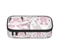 CHANGLEI Romantic Paris Butterfly Large Capacity Pencil Case, Oxford-Cloth Sturdy Stationery Pouch with Removable Divider Mesh Pocket,Multi-Compartment Waterproof Pen Bag