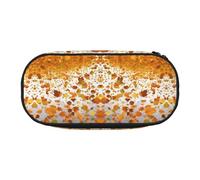 CHANGLEI Romantic The Fall of Maple Leaves Double-Zip Pencil Case with 4 Pen Slots Mesh Pocket,Print Lightweight Durable Polyester Pencil Pouch for School,Office,Or Makeup Organizer