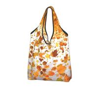 CHANGLEI Romantic The Fall Of Maple Leaves Reusable Foldable Shopping Bag With All-Over Print-Waterproof Grocery Tote,Compact Carry Pouch,Holds 50lbs,Eco-Friendly Machine Washable