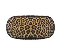 CHANGLEI Rough Leopard Print Double-Zip Pencil Case with 4 Pen Slots Mesh Pocket,Print Lightweight Durable Polyester Pencil Pouch for School,Office,Or Makeup Organizer