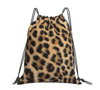 CHANGLEI Rough Leopard Print Large Casual Drawstring Backpack With Print,Water-Resistant Polyester,Lightweight Durable,Black Contrast Back For Gym,Yoga,Travel