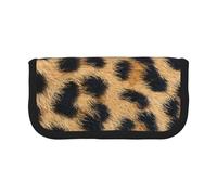 CHANGLEI Rough Leopard Print Sturdy Canvas Pencil Case with Full-Print Design,Double Zip Closure, Black Border Contrasting Design Multi-Use Organizer