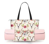 CHANGLEI Runner Bull Skull Women'S Yoga Mat Bag With All-Over Print,Lightweight Polyester Shoulder Gym Bag,Front Open Pocket For Yoga Mat, Towel