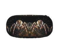CHANGLEI Scary Spider Double-Zip Pencil Case with 4 Pen Slots Mesh Pocket,Print Lightweight Durable Polyester Pencil Pouch for School,Office,Or Makeup Organizer