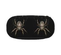 CHANGLEI Scary Spider Double-Zip Pencil Case with 4 Pen Slots Mesh Pocket,Print Lightweight Durable Polyester Pencil Pouch for School,Office,Or Makeup Organizer