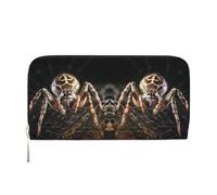 CHANGLEI Scary Spider Long Zip Around Pu Leather Clutch Wallet for Women,Multi-Functional Purse with Coin Pocket, Multiple Card Slots and Organizer Compartments