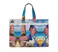 CHANGLEI Sea To Shining Sea Patriotic Full Art Print Canvas Document Bag, Dual Zipper Pocket Tote Bag, Large Capacity Portable File Organizer 11x15inch