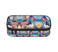 CHANGLEI Sea to Shining Sea Patriotic Large Capacity Pencil Case, Oxford-Cloth Sturdy Stationery Pouch with Removable Divider Mesh Pocket,Multi-Compartment Waterproof Pen Bag