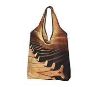 CHANGLEI Sepia Tone Piano Keys Reusable Foldable Shopping Bag With All-Over Print-Waterproof Grocery Tote,Compact Carry Pouch,Holds 50lbs,Eco-Friendly Machine Washable