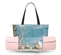 CHANGLEI Shell Pattern Women'S Yoga Mat Bag With All-Over Print,Lightweight Polyester Shoulder Gym Bag,Front Open Pocket For Yoga Mat, Towel