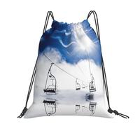 CHANGLEI Ski Lift At Sunshine Large Casual Drawstring Backpack With Print,Water-Resistant Polyester,Lightweight Durable,Black Contrast Back For Gym,Yoga,Travel
